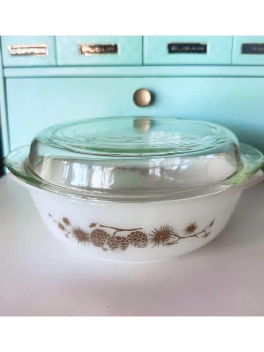 AGEE Pyrex Golden Pine Round Casserole Lid Vintage Australian CR 300 | 3 Pint